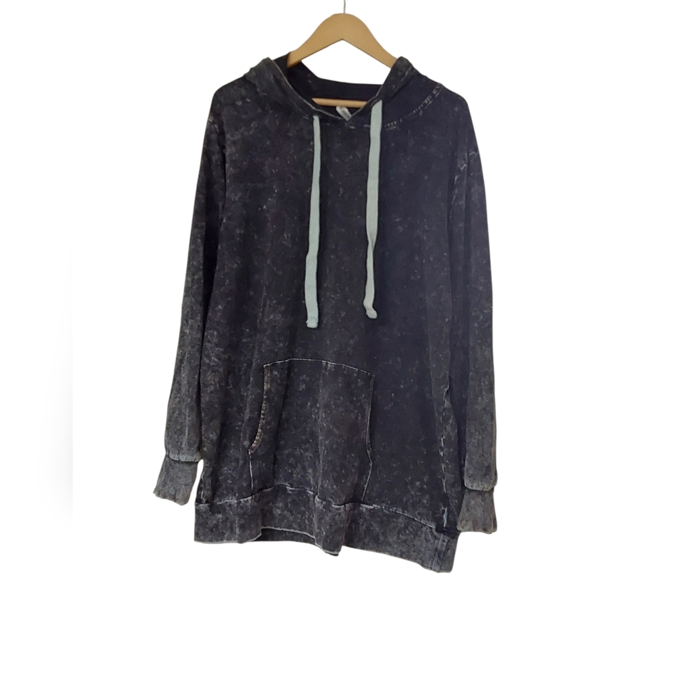 💚Zenana Distressed Blue Acid Wash Hoodie